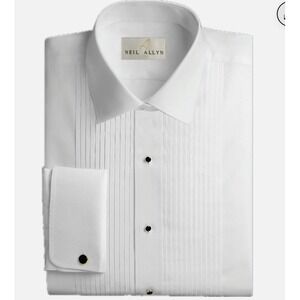 Neil Allyn White Tuxedo Shirt + Cummerbund Cufflinks 2XL 36/37 NEW